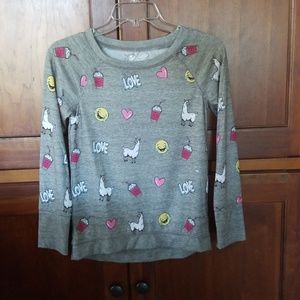 Justice Size 12  Llama/Love Long Sleeve Shirt